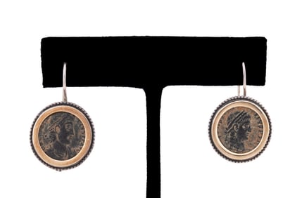 ANCIENT ROMAN STYLE COIN STERLING EARRINGS