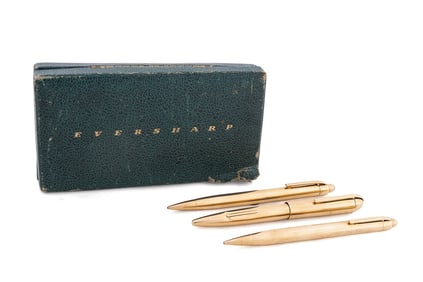 EVERSHARP, 14K YG FOUNTAIN PEN AND TWO PENCILS