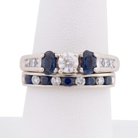 KUBÉR DIAMOND & SAPPHIRE WEDDING RING SET