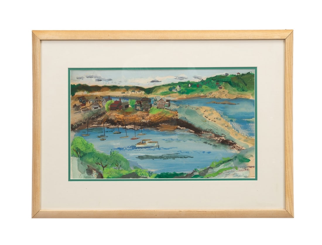 RUTH LEVINE GIKOW, 'ROCKPORT LANDSCAPE' GOUACHE