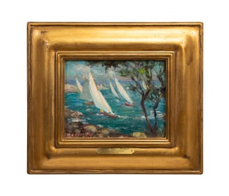 MARGUERITE S. PEARSON 'THE RACE" SEASCAPE OIL