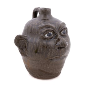 LANIER MEADERS, GEORGIA FOLK POTTERY FACE JUG