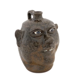 LANIER MEADERS, SOUTHERN POTTERY FACE JUG