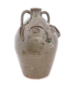 BURLON CRAIG, 17.5" SOUTHERN POTTERY FACE JUG