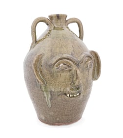 BURLON CRAIG, LARGE SOUTHERN POTTERY FACE JUG