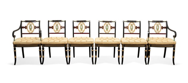 SET OF SIX REGENCY STYLE DINING CHAIRS