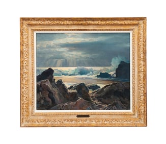 FREDERICK JUDD WAUGH 'ROCKS, SAND & SEA' OIL