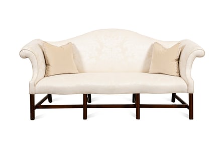 20TH C. CHIPPENDALE STYLE CAMELBACK SOFA