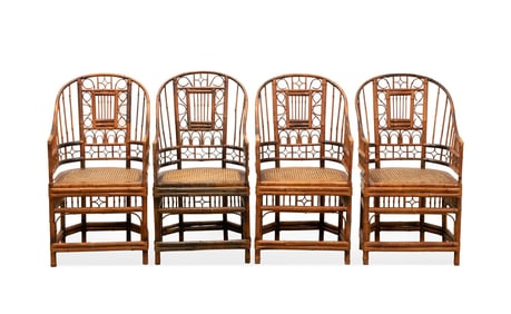 SET OF FOUR BRIGHTON PAVILLION BAMBOO ARMCHAIRS