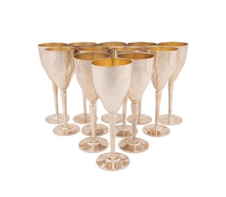 WORTZ & VOORHIS, SET OF 12 STERLING GOBLETS, 1890S