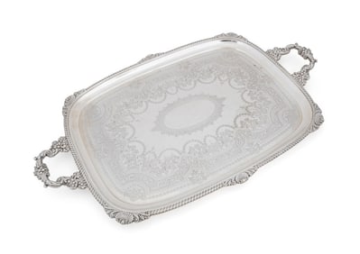 VICTORIAN LARGE STERLING SILVER TRAY, 1900