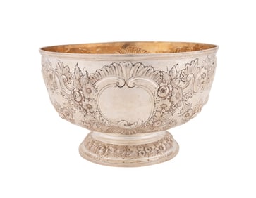 VICTORIAN REPOUSSE STERLING PUNCH BOWL, 1898
