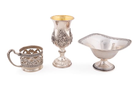 ASSORTED 925 & 800 SILVER HOLLOWWARE, THREE PIECES