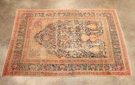 PERSIAN TABRIZ HAND-KNOTTED SIGNED RUG
