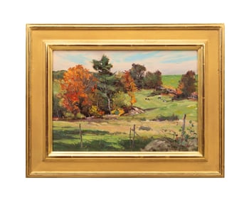 BERNARD COREY, 'FALL ON THE FARM', LANDSCAPE OIL