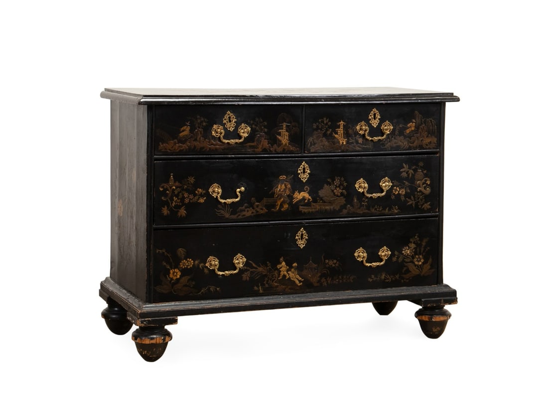 18TH C. QUEEN ANNE CHINOISERIE DECORATED CHEST (1 of 7)