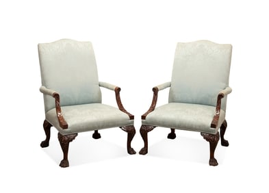 PR. OF IRISH GEORGIAN STYLE GAINSBOROUGH ARMCHAIRS
