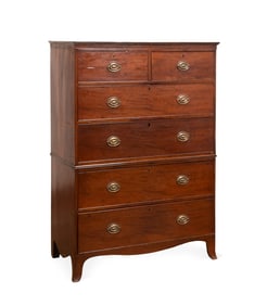 19TH C. GEORGIAN MAHOGANY CHEST ON CHEST