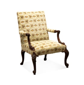 GEORGIAN STYLE MAHOGANY GAINSBOROUGH ARMCHAIR