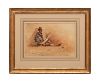 C.F. MILLER, 1883 WATERCOLOR PORTRAIT OF YOUNG MAN