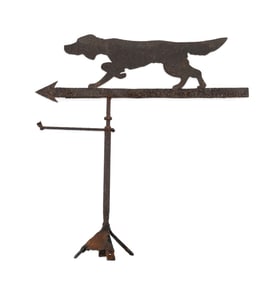 ANTIQUE POINTING OR SETTING DOG WEATHER VANE