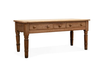 19TH C. BRITISH PROVINCIAL PINE KITCHEN TABLE