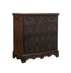 L. 19TH C. RENAISSANCE REVIVAL 5-DRAWER OAK CHEST
