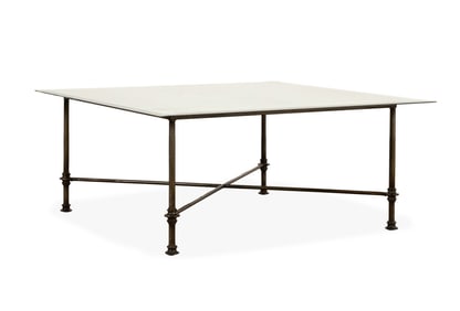 CONTEMPORARY MIRRORED & IRON COCKTAIL TABLE
