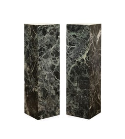 PAIR OF MODERN GREEN MARBLE PEDESTALS