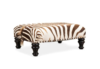ZEBRA HIDE UPHOLSTERED OTTOMAN COCKTAIL TABLE