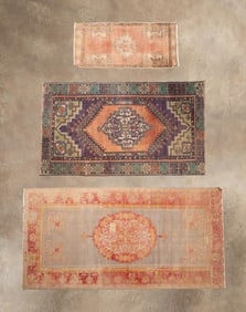 THREE VINTAGE HAND WOVEN TURKISH ANATOLIAN RUGS