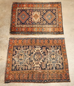 TWO PERSIAN HAND-KNOTTED HERIZ RUGS
