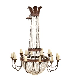 NIERMANN WEEKS IRON & CRYSTAL 18-LIGHT CHANDELIER