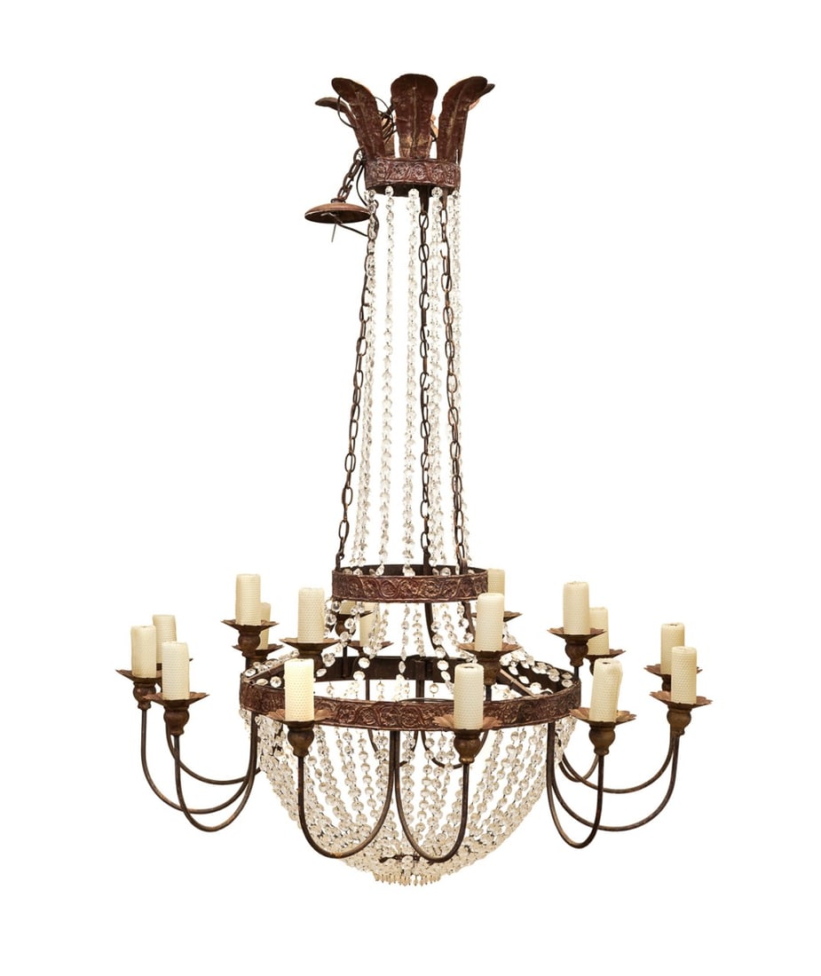 NIERMANN WEEKS IRON & CRYSTAL 18-LIGHT CHANDELIER (1 of 4)