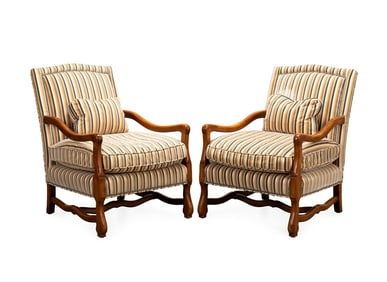 PAIR OF MILLING ROAD FRENCH PROVINCIAL ARMCHAIRS