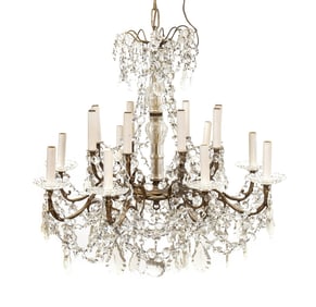 ROCOCO STYLE 16-LIGHT CRYSTAL CHANDELIER
