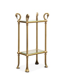 ATTRIBUTED MAISON CHARLES BRASS SWAN TIERED TABLE