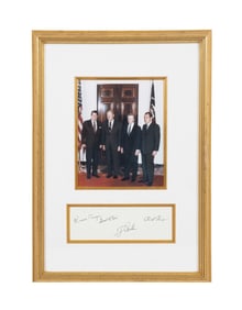 FRAMED PHOTO AND AUTOGRAPHS OF 4 U.S. PRESIDENTS