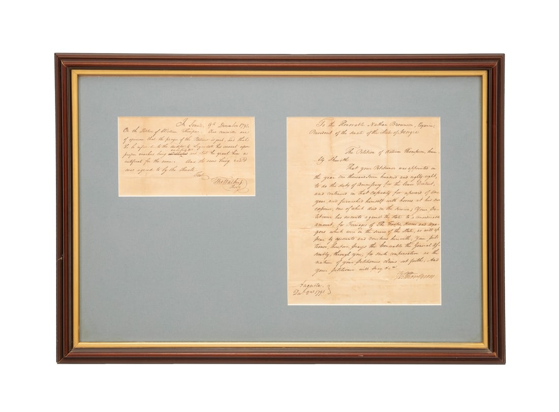 TWO 1791 FRAMED RELATED DOCUMENTS FROM GEORGIA (1 of 10)