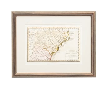 JAQUES BELLIN MAP, CARTE DE LA CAROLINE ET GEORGIE