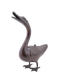 CHINESE GOOSE FORM BRONZE CENSER