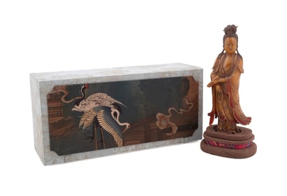 CHINESE STONE QUANYIN WITH CUSTOM STAND & BOX