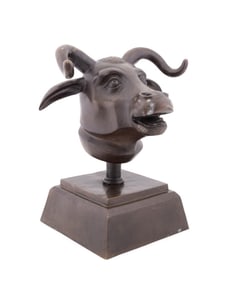 CHINESE BRONZE ZODIAC OX HEAD