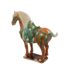 CHINESE TANG STYLE SANCAI GLAZED HORSE FIGURE