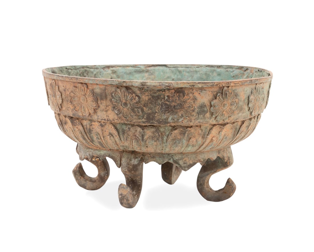 ASIAN PATINATED BRONZE FOOTED BOWL (1 of 6)