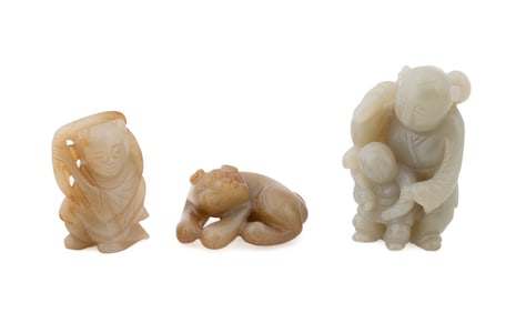 THREE CHINESE SMALL JADE CARVINGS