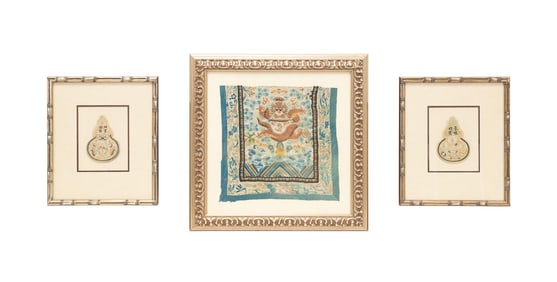 THREE PIECE CHINESE EMBROIDERY TEXTILES COLLECTION