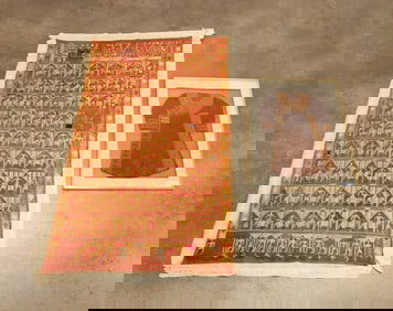 TWO ANTIQUE ASIAN HAND EMBROIDERED TEXTILES