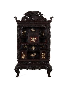 JAPANESE LARGE CARVED SHODANA DISPLAY CABINET