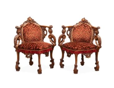 PAIR OF ROCOCO REVIVAL CORNER CHAIRS, L. 19TH C.